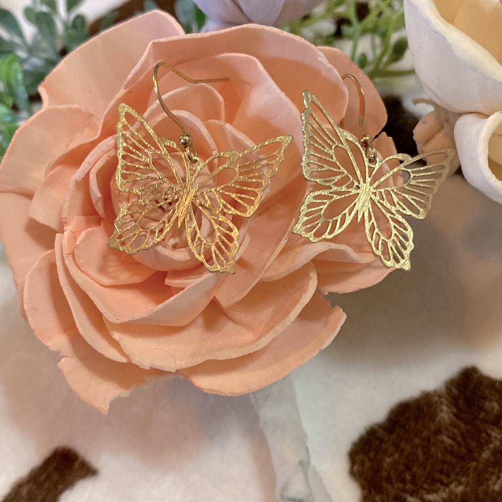 Faux gold butterfly earrings
